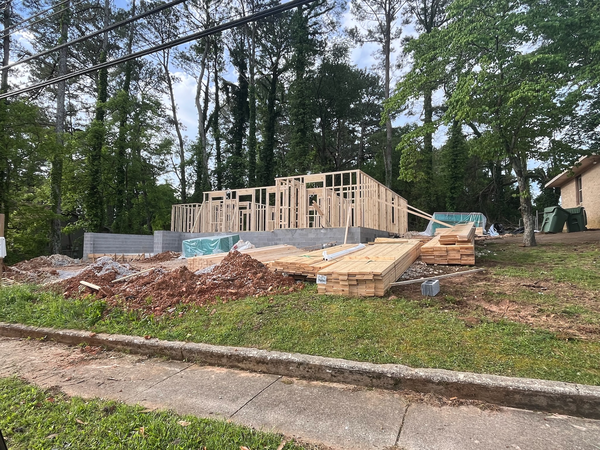 Framing underway at Hilltop Terrace home.